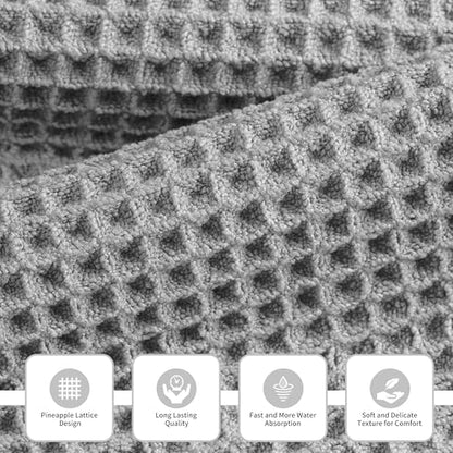 MICROFI New Microfiber Waffle Bath Towels, 3 Pieces, Oversized, Soft, Absorbent, Fast Drying, Lint Free, Includes Bath, Face and Hand Towels 430 GSM - color: Silver