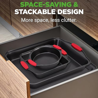 NutriChef Baking Pans Set - 6 Piece Bakeware with Nonstick Carbon Steel for Easy Release and Cleanup, Durable and Versatile Design, Includes Cookie Sheet, Loaf Pan, Muffin Tin & More - size: 6-Piece Set