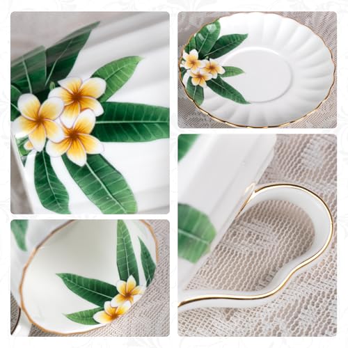 KAMMAK Tea Cups and Saucers Set of 2, Porcelain Coffee Cups, JBE012 | Stackable Espresso Mugs, Ceramic Demitasse for Coffee, Cappuccino, Latte, Americano, Tea - size: 8CZJBE012