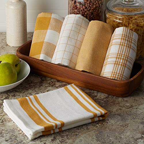 DII Basic Kitchen Large Cotton Dishtowel Set of 5, 18x28, Honey Gold - color: Honey Gold