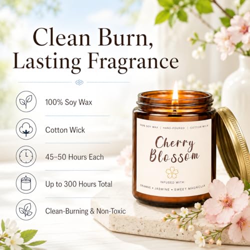 Soy Scented Candles Gift Set - 6 Pack Natural Soy Wax Long Lasting Candles | 42oz 300 Hour Candles Gift for Women Birthday Valentine, Spring Summer Aromatherapy Candles for Home Scented - color: 6 Pack Spring Summer Candles