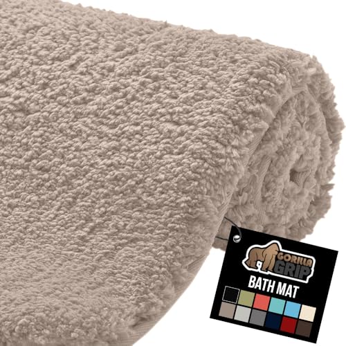 GORILLA GRIP Bathroom Rugs, Ultra Soft Absorbent Mat, Thick Plush Bath Rug, Machine Washable, Microfiber Quick Dry, Mats for Shower, Bathtub and Floor, Home Decor Accessories, 24x17, Beige - color: Beige, size: 24" X 17"