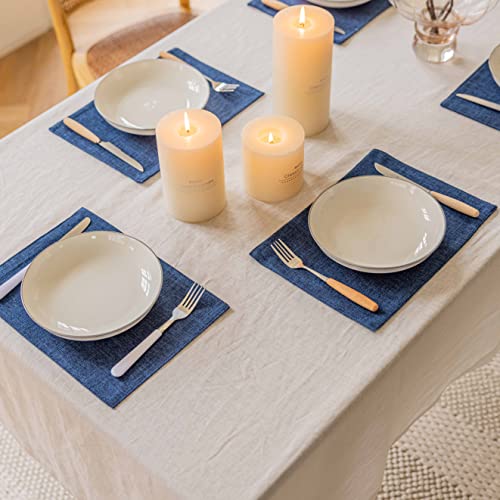 Home Brilliant Placemats Set of 4 Linen Blue Placemats Heat Resistant Dining Table Place Mats Kitchen Table Mats, Indigo - color: Indigo, size: Placemats 13" x 19", Set of 4