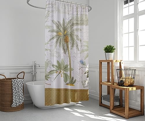 Avanti Linens - Fabric Shower Curtain, Tropical Inspired Bathroom Decor (Colony Palm Collection, Ivory) - size: 70"W x 72"L (Pack of 1)
