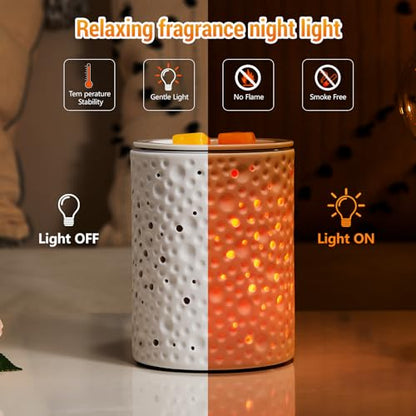 inrorans Wax Melt Warmer Ceramic Oil Burner with Timer Electric Candle Wax Melter with Led Coloful Changing Silicone Removeable Tray for Home Gifts-Planet - color: Planet