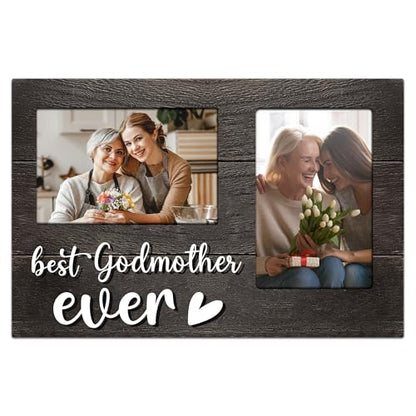 Godmother Gifts, Godmother Gift from Grandkids for Mothers Day, 3D Photo Frame Hold 4x6 Inches Two Photos - Picture Frame Present Grandparents Day, Birthday - color: godmother
