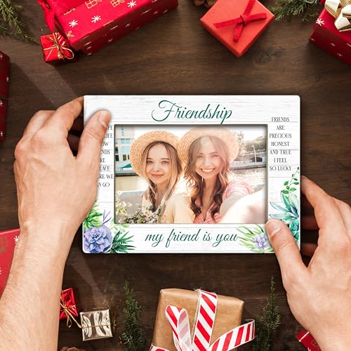 YSTEP Friendship Picture Frame, Best Friend Picture Frame, Long Distance Friendship Gifts, My Friend Is You Gifts, Wood 4x6 Photo Frame for Desk Display-B02 - style: Style 1