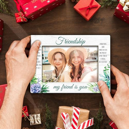 YSTEP Friendship Picture Frame, Best Friend Picture Frame, Long Distance Friendship Gifts, My Friend Is You Gifts, Wood 4x6 Photo Frame for Desk Display-B02 - style: Style 1