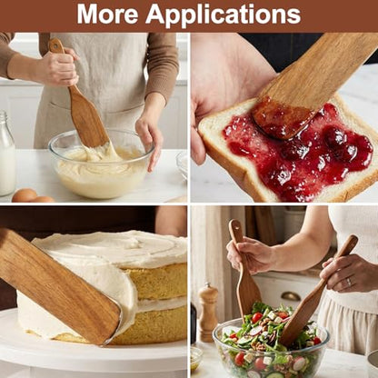 2 Pcs Wooden Spurtle for Sourdough Starter Acacia Wood Thin Spatula Scraper | Mixing Tool Sour Dough Whisk Mixer Warmer Bread Accessories Jar Spatula Sourdough Scraper Stirrer Skinny Spatula Spurtle - color: 2 PCS SPURTLE