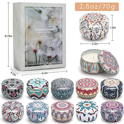 Scented Candle Gift Set, 12-Pack Fruit & Floral Aromatherapy Soy Wax Candles for Home, Stress Relief, Relaxation, 250 Hours Long Lasting, Birthday Gifts for Women, Mom, Wife, Girlfriend, Coworker
