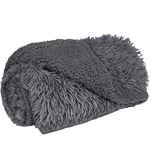 PetAmi Waterproof Dog Blanket for Couch, Bed & Furniture,Reversible Sherpa & Faux Fur Pet Blanket, Leakproof Blanket for Puppy Cat, Washable Soft Calming Pet Couch Protector (29x40, Gray) - color: Grey, size: Medium (29x40)