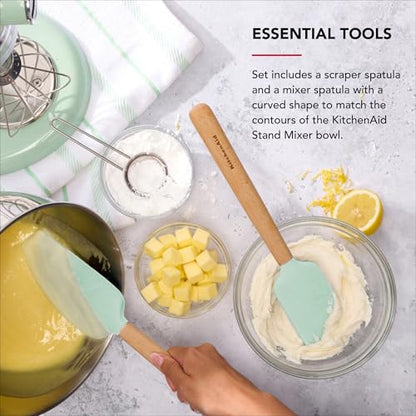 KitchenAid Beechwood Spatula Set, 2-Piece, Spearmint - color: KitchenAid Beechwood Spatula Set, 2-Piece, Spearmint