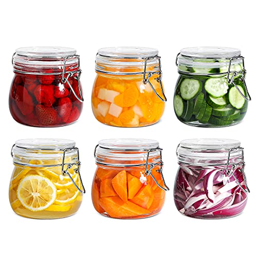 ComSaf Round Small Glass Pantry Jars with Airtight Lids 17 oz 6 Pack | Spices nuts snacks, Jam jelly pickles, Canning jars, Pantry organization, Small size, Kitchen cabinet storage - size: 17oz*6