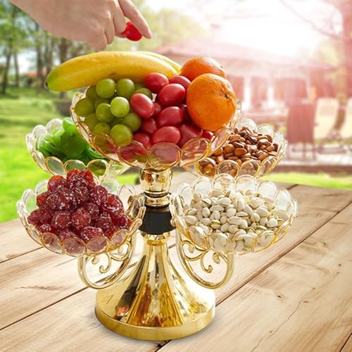 Generic Flower Snack Dessert Plate, Snack Serving Tray, Rotating Dried Fruit Plate, Divided Serving Dishes for Hotel, Living Room