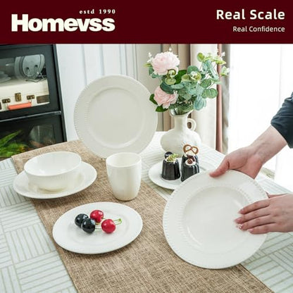 HomeVss, New Bone China Dinnerware Set, Embossed Pearl Design, 20pc Set - color: Pearl, size: Service for 4 - 20pc Set
