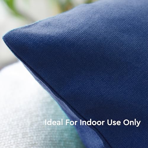 Encasa XO Throw Pillow Covers, Cotton, No Inserts 12"x12" Cobalt Blue | Durable Cotton Canvas | Concealed Invisible Zipper | Ideal for DIY & Embroidery | Living Room & Couch | Set of 2 - color: Cobalt Blue, size: 12" x 12" (Pack of 2)