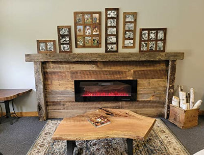 Rustic Wooden Collage Picture Frame, Wood Multi Photo Holder for Wall, Horizontal and Vertical Display, Reclaimed Barnwood, 9 Openings each 5x7 - size: 9 Openings