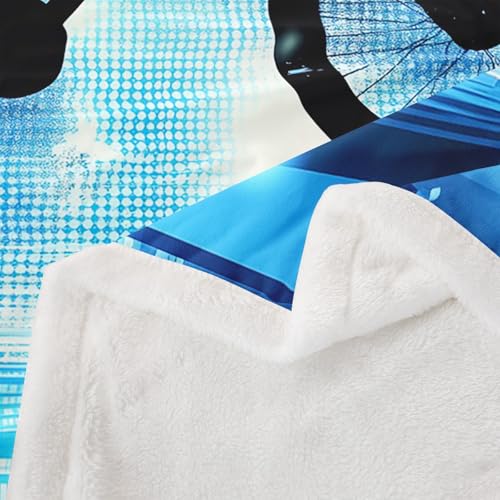 Boys Bmx Blanket Throw Bicycle Motocross Racer Sherpa Blanket Motorcycle Dirt Bike Fleece Blanket For Kids Teen Young Man Extreme Speed Sports Vehicle Fuzzy Blanket Sofa Decor Throw 50"x60" Blue Green - size: Throw( 50"x60")