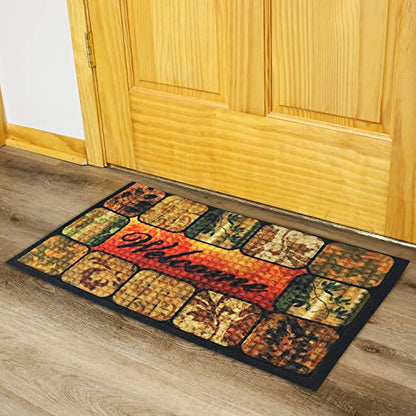 Sunnydaze Indoor Entrance Mat - Low Profile, Nonslip Design - Doormat Perfect for the Mudroom, or Entryway - 17.5" x 29" - Brown Floral