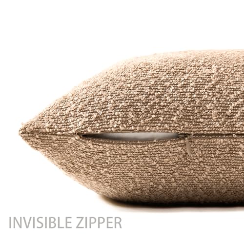 12x20 Boucle Lumbar Pillow Covers, Set of 2, Camel - color: Camel, size: 20" x 12" (Pack of 2)