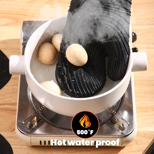 4 Pieces Oven and Pot Holders Mitts of Macaron Color Thickened Non-Slip Silicone Kitchen Gloves, Heat Resistant up to 500F, Essential for Kitchen Baking(makal-HEI) - color: Silicone-black