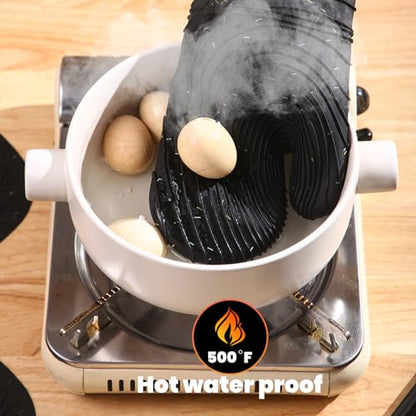 4 Pieces Oven and Pot Holders Mitts of Macaron Color Thickened Non-Slip Silicone Kitchen Gloves, Heat Resistant up to 500F, Essential for Kitchen Baking(makal-HEI) - color: Silicone-black