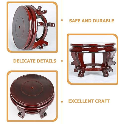Vaguelly Wooden Plant Stand 6.3 Inch Indoor Flower Pot Holder Oriental Display Base for Succulents Vase Fishbowl Riser