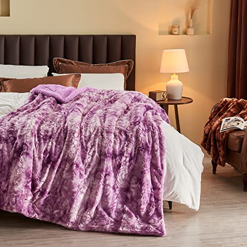NEWCOSPLAY Faux Fur Sherpa Twin Blanket for Couch, Light Purple, 60"x80" | Super Soft Cozy Fuzzy Plush Warm Thick Decorative Non-Heated Blanket for Sofa Bed, Gift for Women Men, All Season Use - color: Light Purple, size: Twin(60"x80")