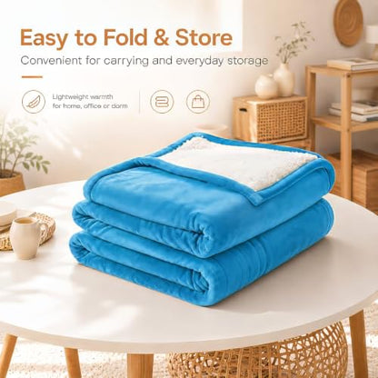 Electric Heated Blanket, Twin 62 x 84 in, Sea Breeze Blue | 6 heat settings | 1-10-hour timer | Flannel and Sherpa| dual-sided comfort | machine washable | ETL certified - color: C-bright Blue, size: 62x84inches-Twin