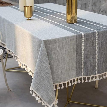Deep Dream Tablecloth, Embroidered Waterproof Table Cloth Cotton Linen Wrinkle Free Anti-Fading Tablecloths Washable Dust-Proof Table Cover for Kitchen Dinning Party Christmas, 55 x 70 Inch - New Gray - color: New Gray, size: 70" x 55" (Rectangular)