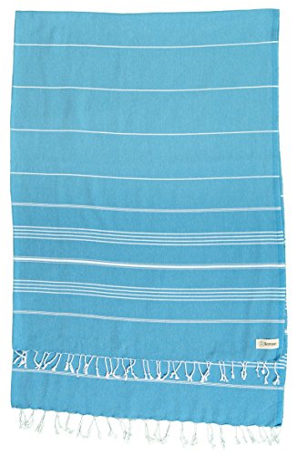 Bersuse Towels Anatolia XL Beach Blanket Throw Blanket Turkish Towel 100% Cotton Extra-Large Quick-Dry Lightweight Premium Peshtemal Towel - 61x82 Inches, Sea Blue - color: Sea Blue