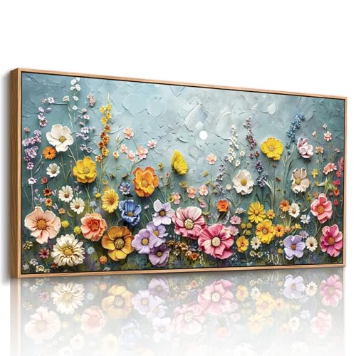 imjiayu Colorful Wildflower Canvas Wall Art Floral Market Canvas Prints | 24x48 Inch, Wood Frame, Botanical Flower Artwork, Boho Landscape Floral Painting, Living Room Bedroom Decor, Ready to Hang - color: Colorful Flowers, size: 48"L x 24"W
