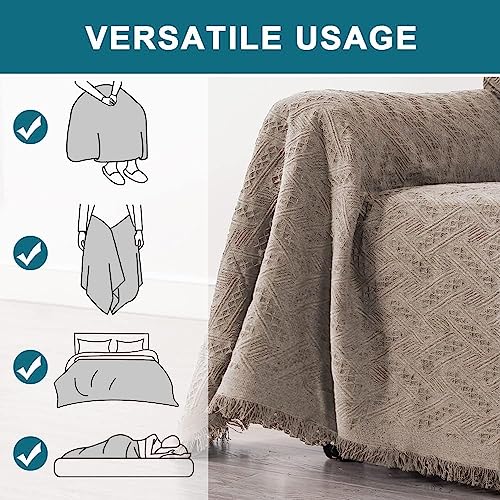 Turquoize Sectional Couch Covers L Shape Couch Cover Sectional Sofa Cover Washable 2 Pieces Couch Covers for Sectional Sofa Feature Geometrical Woven Jacquard Fabric (Chaise/2 Seats, Sand) - color: Sand, size: Small Sectional: 71" x 102"+63" x 110"