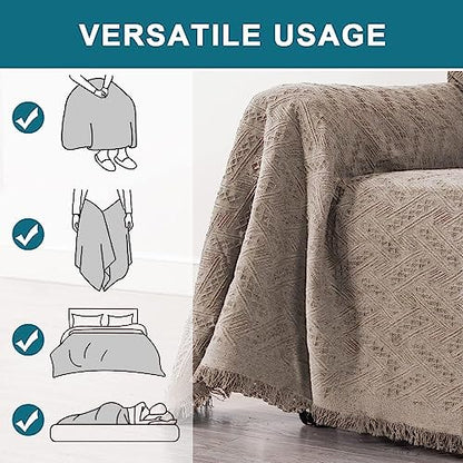 Turquoize Sectional Couch Covers L Shape Couch Cover Sectional Sofa Cover Washable 2 Pieces Couch Covers for Sectional Sofa Feature Geometrical Woven Jacquard Fabric (Chaise/2 Seats, Sand) - color: Sand, size: Small Sectional: 71" x 102"+63" x 110"