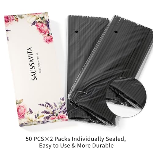 11 inch Diffuser Sticks 100 Pack, Diffuser Reeds Sticks Refill for Home and Bathroom, Diffuser Reeds Sticks for Scented Diffuser Black - color: Black