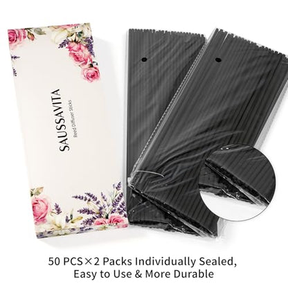11 inch Diffuser Sticks 100 Pack, Diffuser Reeds Sticks Refill for Home and Bathroom, Diffuser Reeds Sticks for Scented Diffuser Black - color: Black