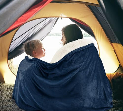 Utopia Bedding Reversible Plush Sherpa Blanket King Size Navy, 90x102 Inch | Soft, Warm, Fleece, Bed, Sofa, Couch, Camping, Travel, Cozy, All Season - color: Navy, size: King (90x102 Inch)