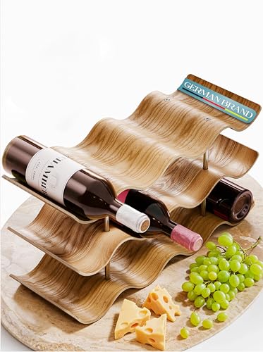 Dreiklang - be smart® Wooden Wine Rack 12 Bottles Countertop | Freestanding Natural Wood Bottle Holder | Modern, Decorative & Space-Saving | Slim & Compact Design | 3 Tiers (16.3 x 8.9 x 6.1 in) - size: 12 Bottles