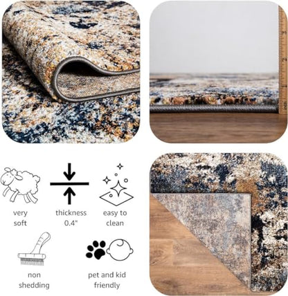 Keen Home Design Abstract Non-Shedding Runner Rug, Soft Thick Pile, 2x10 | Polypropylene High Pile, Jute Back; Ideal For Hallway, Bedside, Landing, Home Office - color: Skies Multi, size: 2'8" x 9'11" (Runner)