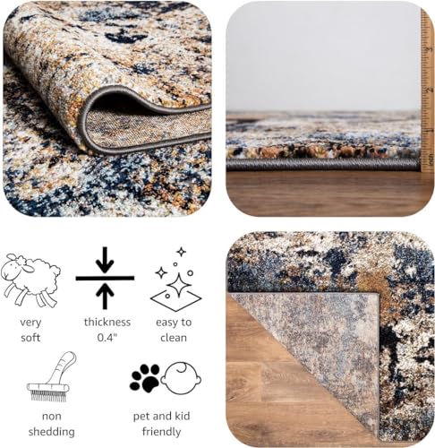 Keen Home Design Abstract Non-Shedding Runner Rug, Soft Thick Pile, 2x8 | Polypropylene High Pile, Jute Back; Ideal For Hallway, Bedside, Home Office - color: Skies Multi, size: 2'8" x 7'7" (Runner)