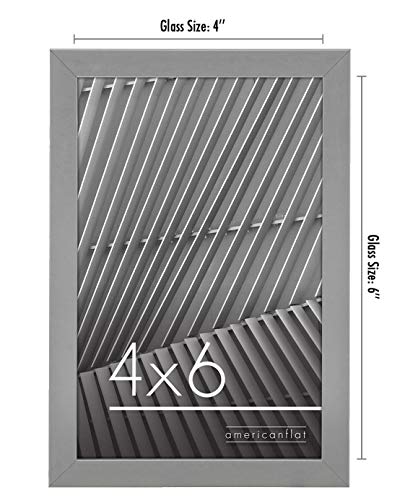 Americanflat 4x6 Picture Frame with Shatter-Resistant Glass - Streamline Collection - Thin Border Photo Frame for Tabletop and Wall Display - Hanging Hardware and Easel Stand Included - Silver | Shatter-resistant glass, wall or tabletop display with inclu