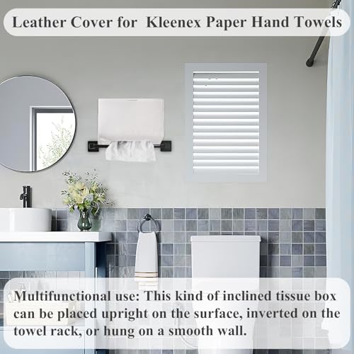 Leather Cover for Disposable Paper Hand Towel Box, Compatible with Kleenex Paper Hand Towel(1-Carved White) - color: 1-carved White
