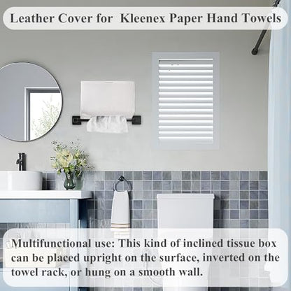 Leather Cover for Disposable Paper Hand Towel Box, Compatible with Kleenex Paper Hand Towel(1-Carved White) - color: 1-carved White