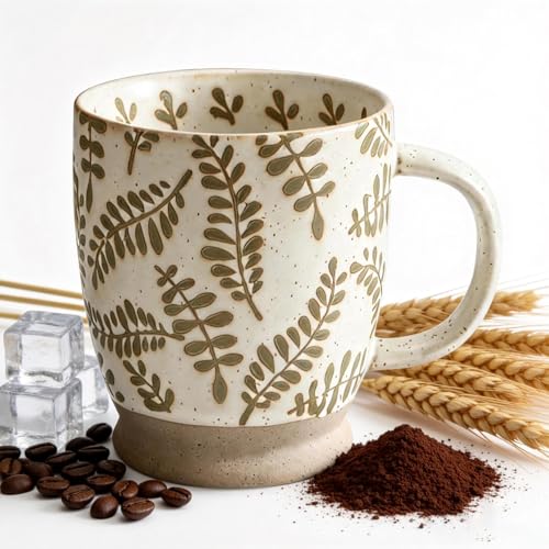 18oz Coffee Mug Gift for Women Mom Her - Rustic Handmade Coffee Cup | Microwave & dishwasher safe. Mug for latte, cocoa, tea, milk, milkshake. Home office essential. Great gift for mom or her - color: Green grass