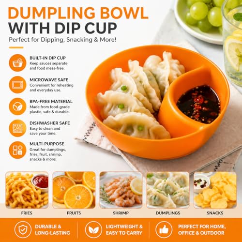 6 Colors Divided Snack Bowls, Anti Soggy Chip Dip Serving Dishes, Stackable Plastic Bowls, Microwave & Dishwasher Safe, Ideal for Home Party, Salad, Nuts, Salsa - color: Orange