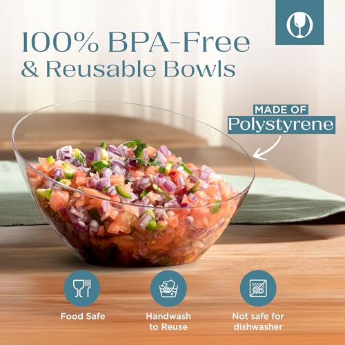 5 Pack Clear Angled Plastic Serving Bowl Disposable for Party Table 20oz | Angled Bowl Design. Chip, Candy, Salad & Fruit Use. Disposable Party Tableware. Buffet & Wedding Serving. Clear Plastic. - color: Clear, size: Medium 20 OZ