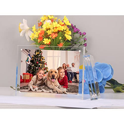 NIUBEE 4x6 Acrylic Frame 3 Packs,Acrylic Picture Frame 20mm Thicker Block | Shatterproof &Safe, 95% High Transparency, UV protection, Double-sided display Magnetic Desktop Frames for Picture Display - size: 4x6"(3 Packs)