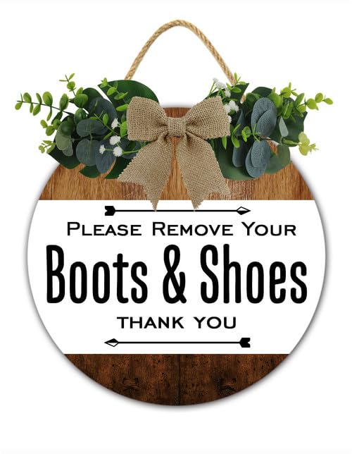 Farmhouse Welcome Sign Please Remove Your Boots and Shoes - Rustic Wooden Front Door Entryway Decor, Porch Sign with Polite Reminder, House Rules Plaque, Home Decor Gift 12x12 Inch - color: R3, size: 12 x 12 Inch