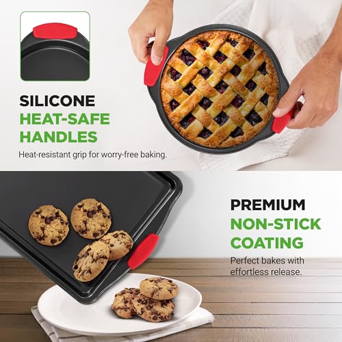 NutriChef Baking Pans Set - 6 Piece Bakeware with Nonstick Carbon Steel for Easy Release and Cleanup, Durable and Versatile Design, Includes Cookie Sheet, Loaf Pan, Muffin Tin & More - size: 6-Piece Set