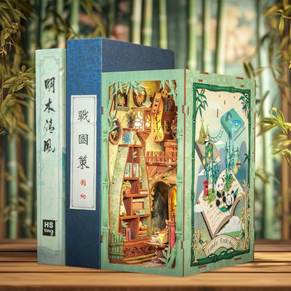 Book Nook Kit – DIY Miniature Kit for Adults Tiny House Booknook 3D Wooden Puzzles Decorative Bookends Gifts for Women Book Lovers (Panda Bookshop - style: Panda Bookshop